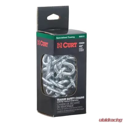 Curt 48" Safety Chain with 2 S-Hooks (2,000 lbs., Clear Zinc, Packaged) - 80011