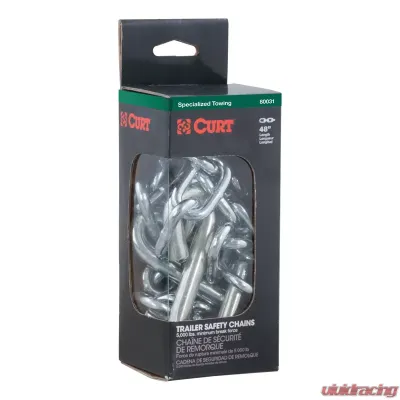 Curt 48" Safety Chain with 2 S-Hooks (5,000 lbs., Clear Zinc, Packaged) - 80031