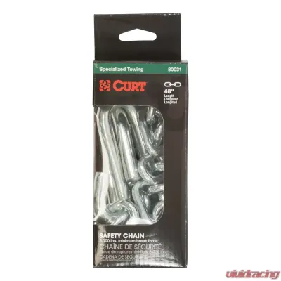 Curt 48" Safety Chain with 2 S-Hooks (5,000 lbs., Clear Zinc, Packaged) - 80031