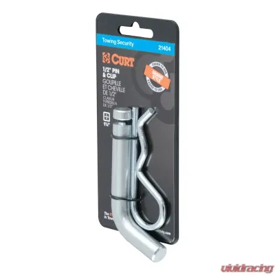 Curt 1/2" Hitch Pin with Groove (1-1/4" Receiver, Zinc, Packaged) - 21404