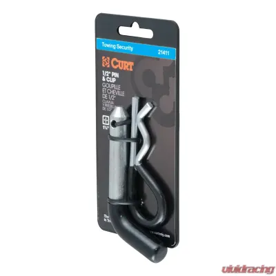 Curt 1/2" Hitch Pin (1-1/4" Receiver, Zinc with Rubber Grip, Packaged) - 21411