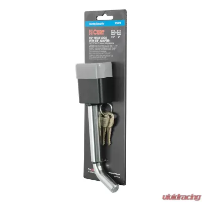 Curt 1/2" Hitch Lock with 5/8" Adapter (1-1/4" or 2" Receiver, Deadbolt, Chrome) - 23024