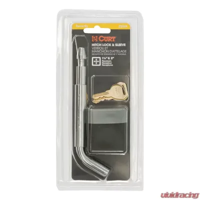 Curt 1/2" Hitch Lock with 5/8" Adapter (1-1/4" or 2" Receiver, Deadbolt, Chrome) - 23024