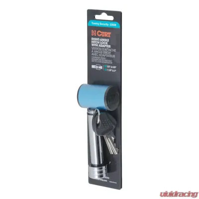 Curt 1/2" Hitch Lock with 5/8" Adapter (1-1/4" or 2" Receiver, Right-Angle, Chrome) - 23506