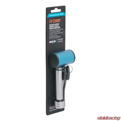 Curt 1/2" Hitch Lock with 5/8" Adapter (1-1/4" or 2" Receiver, Right-Angle, Chrome) - 23506