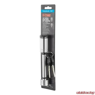 Curt 1/2" Hitch Lock with 5/8" Adapter (1-1/4" or 2" Receiver, Barbell, Stainless) - 23517