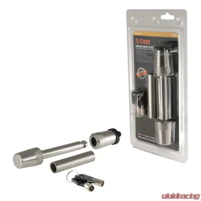 Curt 1/2" Hitch Lock with 5/8" Adapter (1-1/4" or 2" Receiver, Barbell, Stainless) - 23580