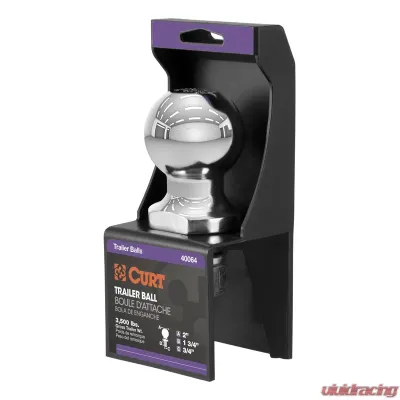 Curt 2" Trailer Ball (3/4" x 1-3/4" Shank, 3,500 lbs., Chrome, Packaged) - 40064
