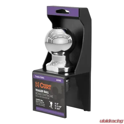 Curt 2" Trailer Ball (3/4" x 2-1/8" Shank, 3,500 lbs., Chrome, Packaged) - 40065