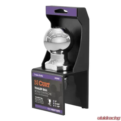 Curt 2" Trailer Ball (1-1/4" x 2-5/8" Shank, 10,000 lbs., Chrome, Packaged) - 40069