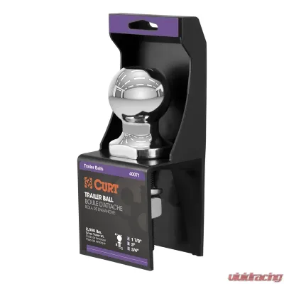 Curt 1-7/8" Trailer Ball (3/4" x 3" Shank, 2,000 lbs., Chrome, Packaged) - 40071