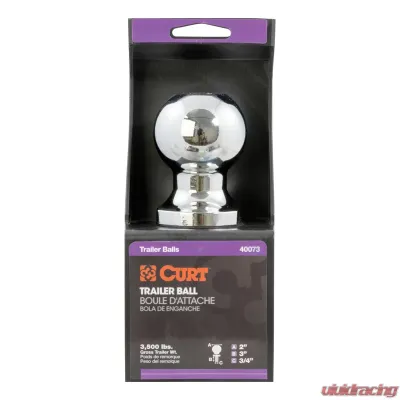 Curt 2" Trailer Ball (3/4" x 3" Shank, 3,500 lbs., Chrome, Packaged) - 40073