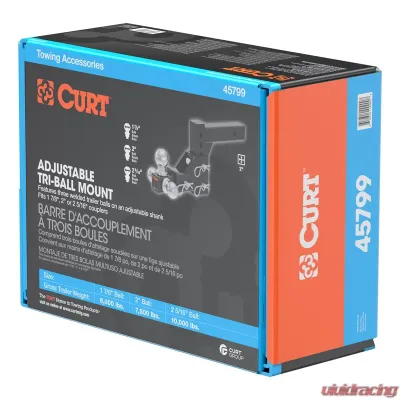 Curt Adjustable Tri-Ball Mount (2" Shank, 1-7/8", 2" & 2-5/16" Balls) - 45799