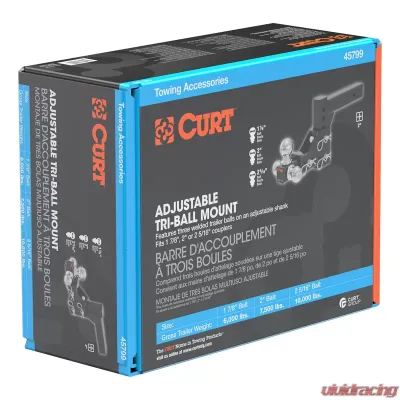 Curt Adjustable Tri-Ball Mount (2" Shank, 1-7/8", 2" & 2-5/16" Balls) - 45799