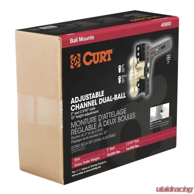 Curt Adjustable Channel Mount with Dual Ball (2" Shank, 14,000 lbs., 6" Drop) - 45900