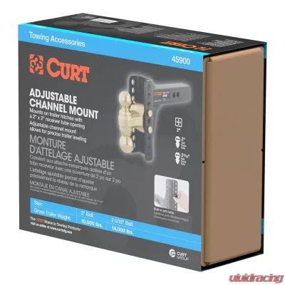 Curt Adjustable Channel Mount with Dual Ball (2" Shank, 14,000 lbs., 6" Drop) - 45900