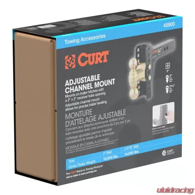 Curt Adjustable Channel Mount with Dual Ball (2" Shank, 14,000 lbs., 6" Drop) - 45900