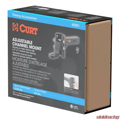 Curt Adjustable Channel Mount with 1" Ball Hole (2" Shank, 6,000 lbs., 6-3/4" Drop) - 45901