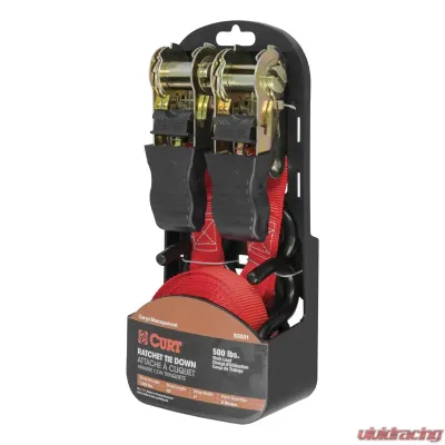 Curt 10' Red Cargo Straps with S-Hooks (500 lbs., 2-Pack) - 83001