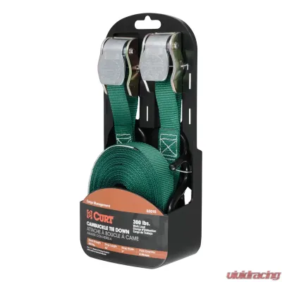 Curt 15' Dark Green Cargo Straps with S-Hooks (300 lbs., 2-Pack) - 83015