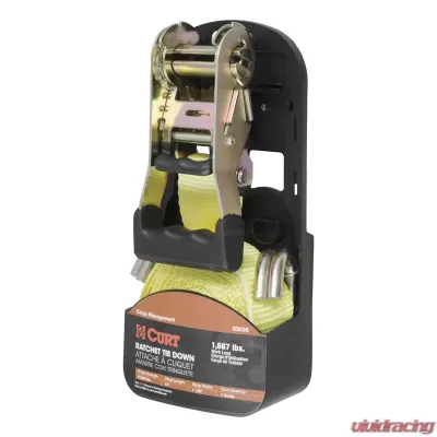 Curt 14' Yellow Cargo Strap with J-Hooks (1,667 lbs.) - 83036