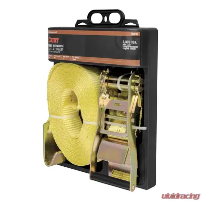 Curt 27' Yellow Cargo Strap with Flat Hooks (3,333 lbs.) - 83048