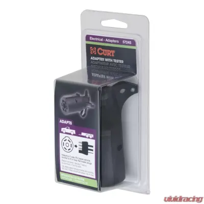 Curt Electrical Adapter with Tester (7-Way RV Blade Vehicle to 4-Way Flat Trailer) - 57245