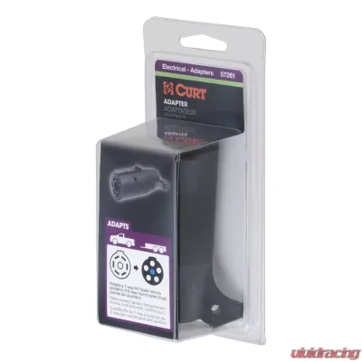 Curt Adapter (7-Way RV Blade to 6-Way Round Trailer, Center Pin Auxiliary, Packaged) - 57261