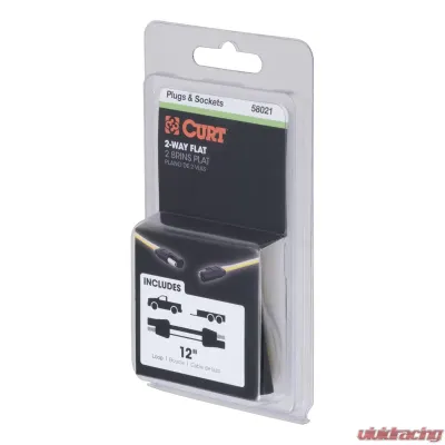 Curt 2-Way Flat Connector Plug & Socket with 12" Wires (Packaged) - 58021