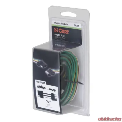 Curt 4-Way Flat Connector Plug & Socket with 72" Wires (Packaged) - 58051