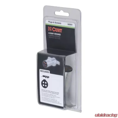 Curt 4-Way Round Connector Plug (Trailer Side, Packaged) - 58061