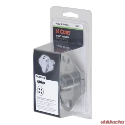 Curt 4-Way Round Connector Socket (Vehicle Side, Packaged) - 58071
