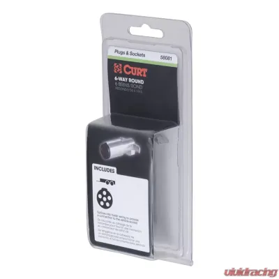 Curt 6-Way Round Connector Plug (Trailer Side, Packaged) - 58081