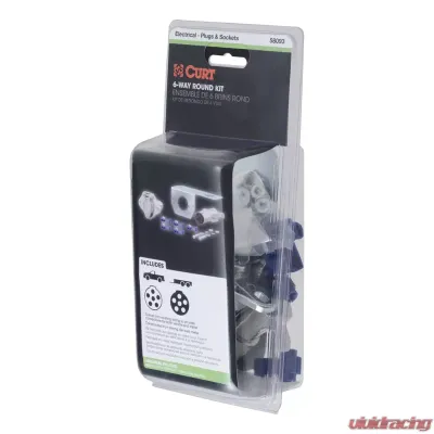 Curt 6-Way Round Connector Plug & Socket with Hardware (Packaged) - 58093
