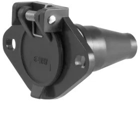 Curt 6-Way Round Connector Socket (Vehicle Side, Black Plastic)