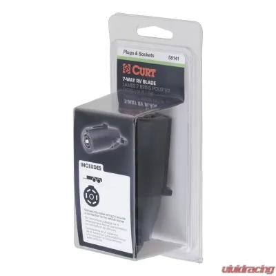 Curt 7-Way RV Blade Connector Plug (Trailer Side, Black Plastic, Packaged) - 58141