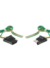 Curt 4-Way Flat Connector Plug & Socket with 12" Wires Each (Packaged)                                     - 58304 - Image 2