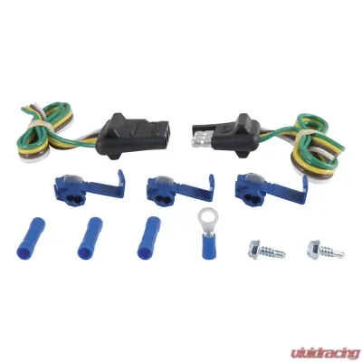 Curt 4-Way Flat Connector Plug & Socket with 12" Wires Each & Hardware (Packaged) - 58344