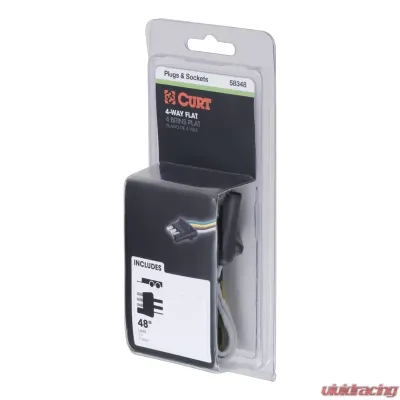 Curt 4-Way Flat Connector Plug with 48" Wires (Trailer Side, Packaged) - 58348