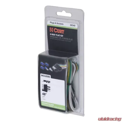Curt 4-Way Flat Connector Plug with 48" Wires & Hardware (Trailer Side, Packaged) - 58349