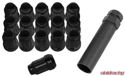 QuadBoss Spline Lug Nuts 12" x 1.25mm Black Set of 16 - RT-GWSPM12125-DB