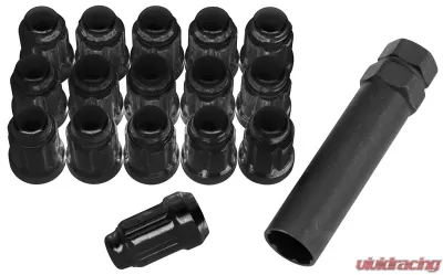 QuadBoss Spline Lug Nuts 12" x 1.5mm Black Set of 16 - RT-GWSPM12150-DB