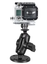 RAM Mounts Flat Surface Mount Short Double Socket Arm & 1" Diameter Ball w/Universal Action Camera Adapter                                     - RAM-B-138-A-GOP1U - Image 4