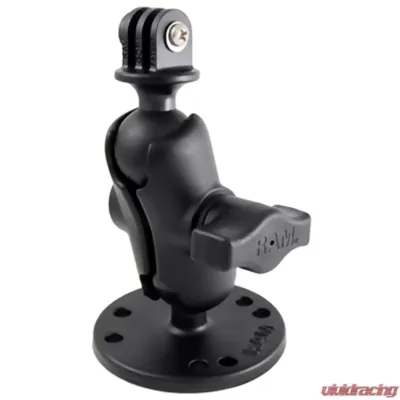 RAM Mounts Flat Surface Mount Short Double Socket Arm & 1" Diameter Ball w/Universal Action Camera Adapter - RAM-B-138-A-GOP1U