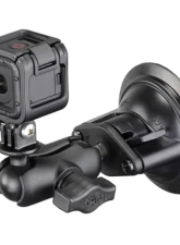 RAM Mounts Twist-Lock Suction Cup Mount w/Short Double Socket Arm & Universal Action Camera Adapter                                     - RAM-B-166-A-GOP1U - Image 2