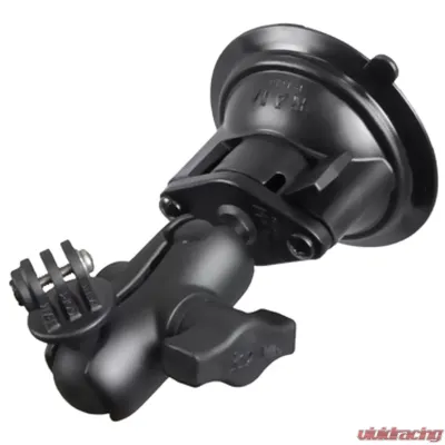 RAM Mounts Twist-Lock Suction Cup Mount w/Short Double Socket Arm & Universal Action Camera Adapter - RAM-B-166-A-GOP1U