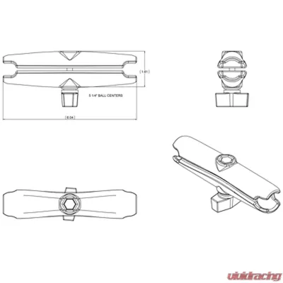 RAM Mounts Long Length Double Socket Arm for B Size 1" Balls - RAM-B-201U-C
