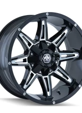 Mayhem Wheels Rampage 8090 Gloss Black Milled 17x9 6x135/6x139.7 -12MM Wheel                                     - 8090-7937M - Image 2