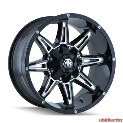 Mayhem Wheels Rampage 8090 Gloss Black Milled 17x9 6x135/6x139.7 -12MM Wheel - 8090-7937M