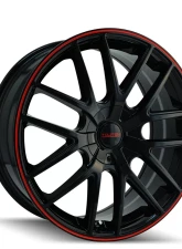Touren TR60 3260 Wheel 17x7.5 5x100/5x114.3 42mm 72.62mm Gloss Black w/ Red Ring                                     - 3260-7703BR - Image 2